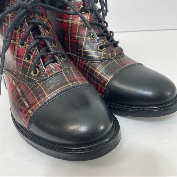 Patricia Nash Lia Cold Weather Booties Black and Red Plaid with Shearling Cuffs - Picture 8 of 15